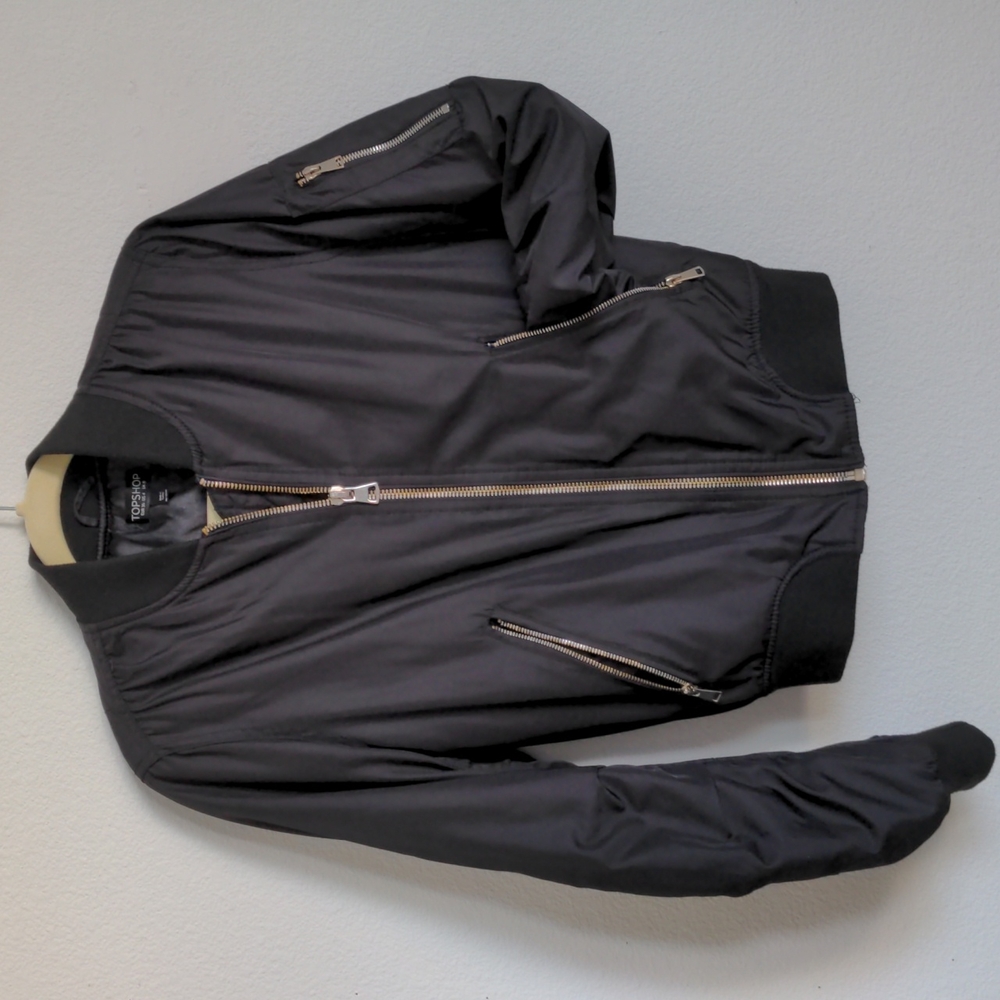 TopShop black Bomber jacket sz 4